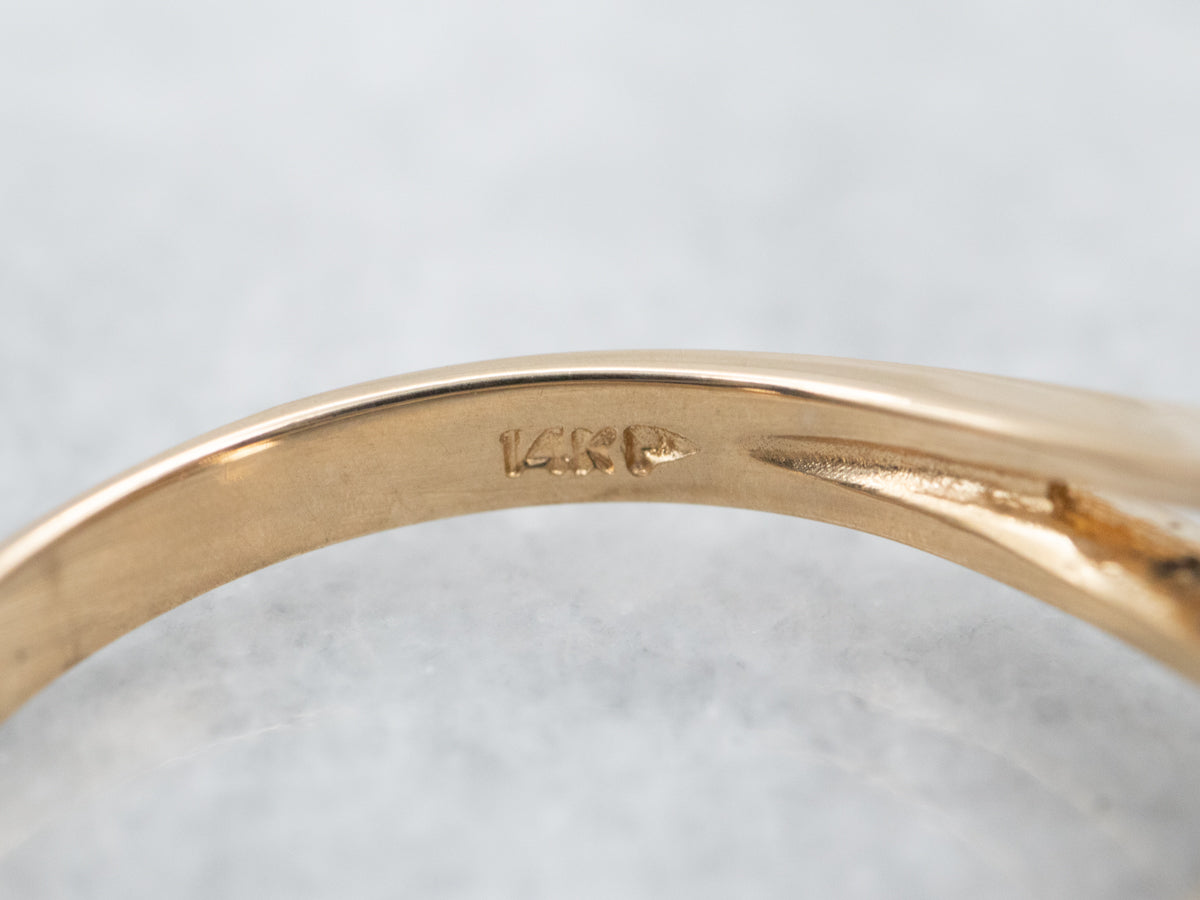 Modernist Gold Pearl and Diamond Ring