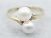 Gold Double Pearl Bypass Ring