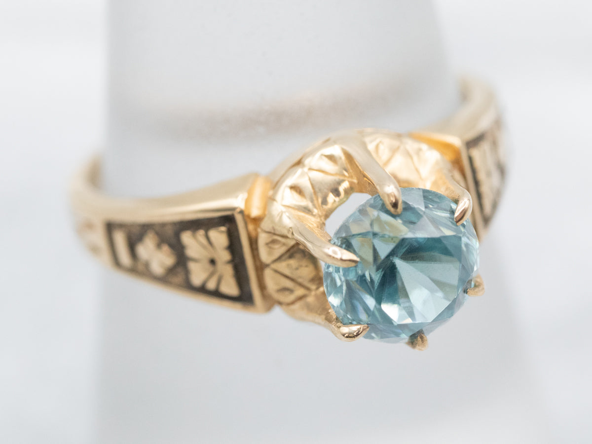 Victorian Blue Zircon Solitaire Ring