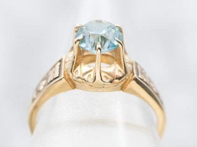 Victorian Blue Zircon Solitaire Ring