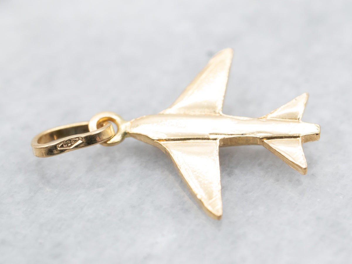 Gold Airplane Charm Pendant Necklace