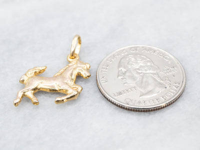Gold Galloping Horse Charm