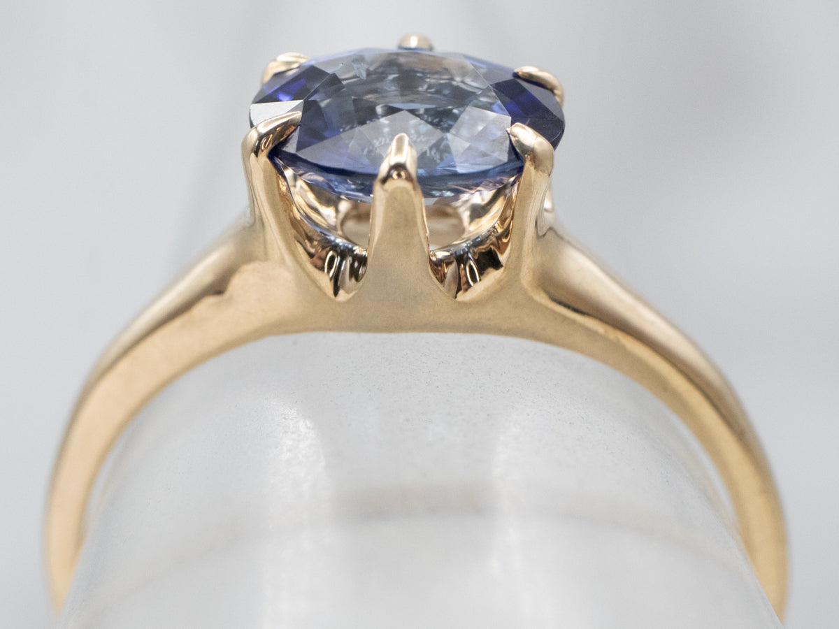 Victorian East-West Set Sapphire Solitaire Ring