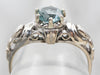 Ornate Blue Zircon Solitaire Ring