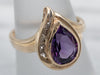 Teardrop Amethyst and Champagne Diamond Ring