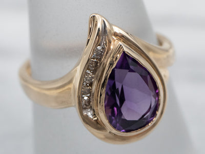 Teardrop Amethyst and Champagne Diamond Ring