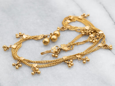 Indian 22K Gold Bead Bell Chain Anklet