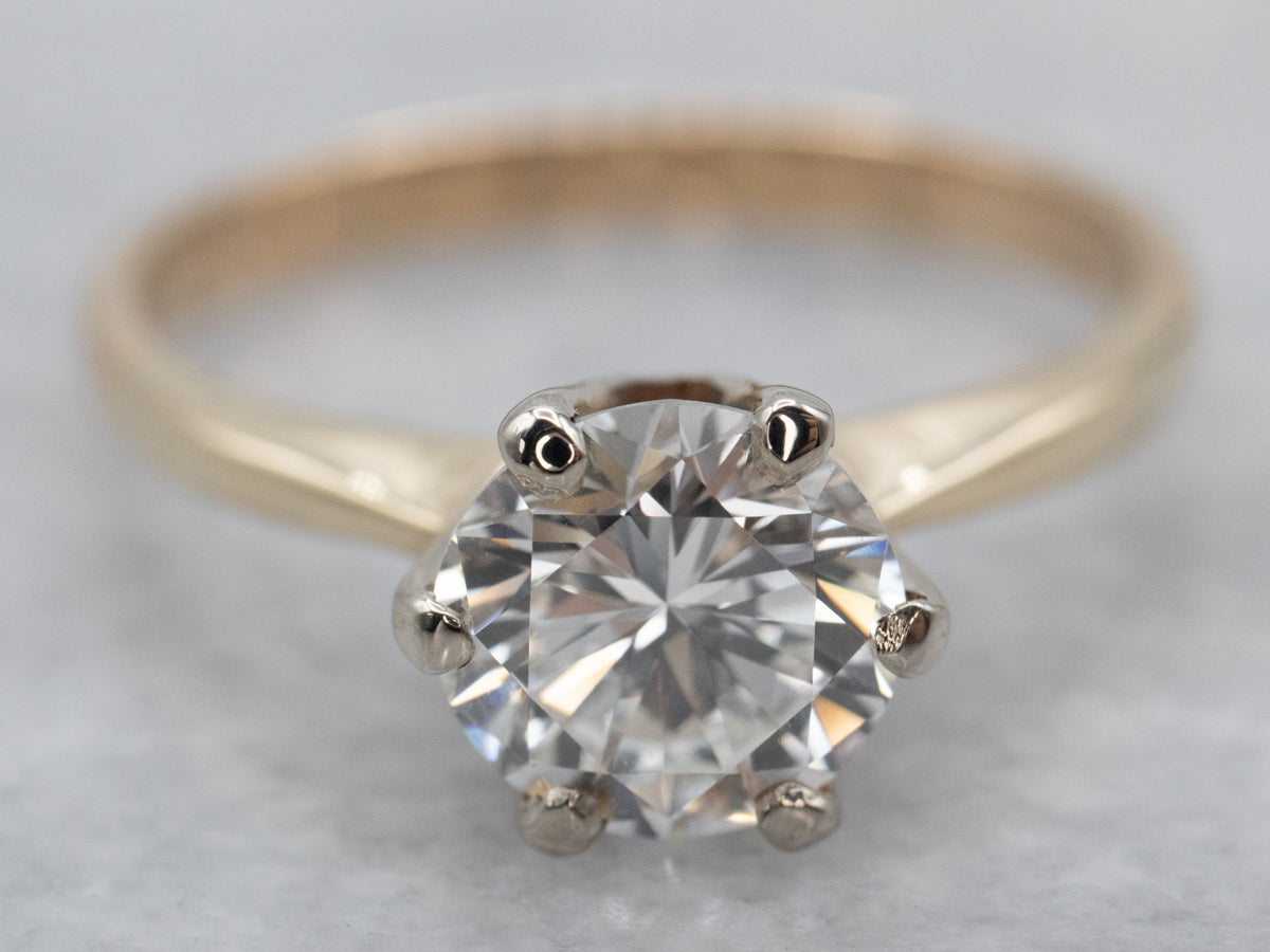 Two Tone Gold Diamond Solitaire Ring