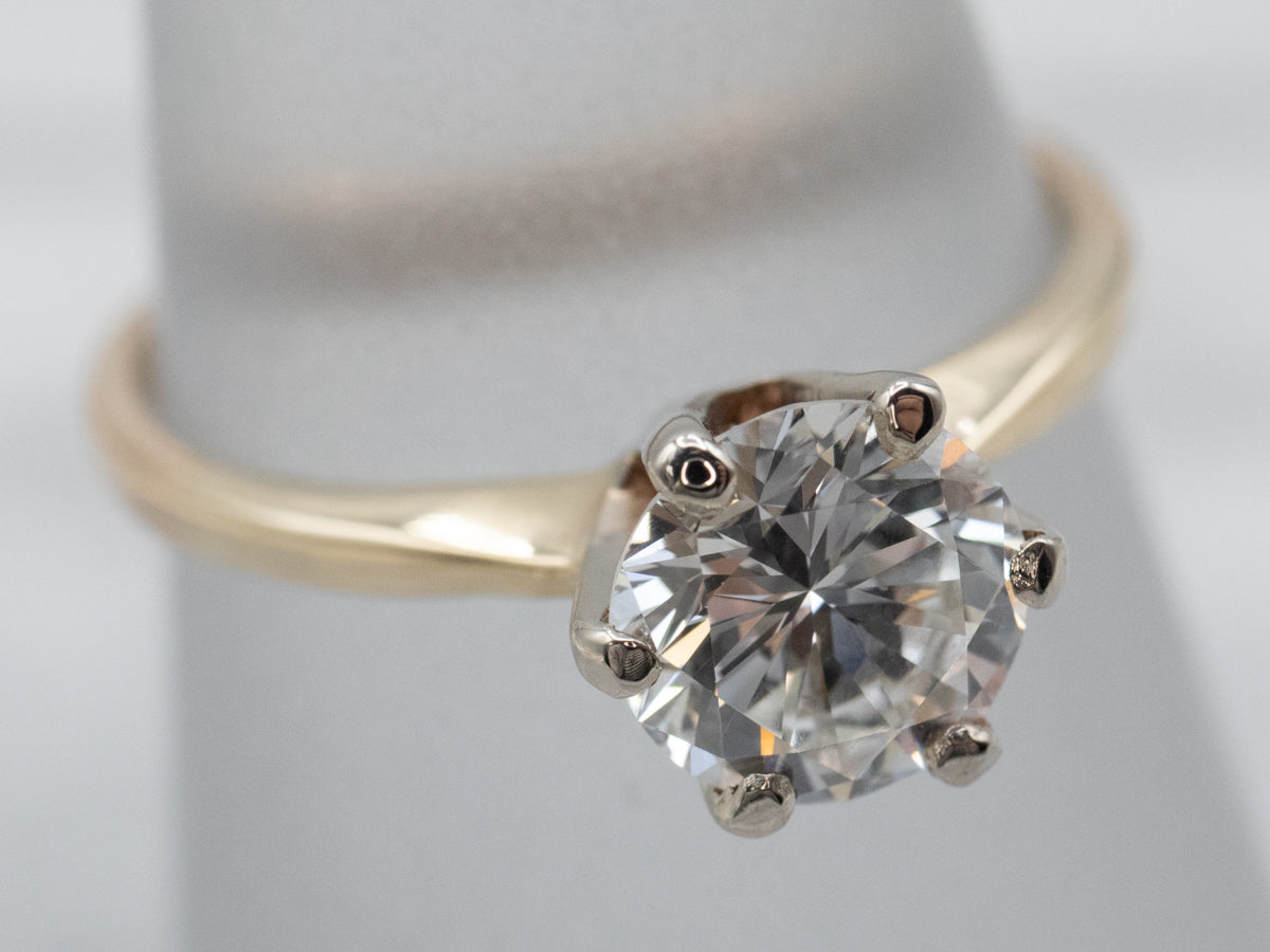 Two Tone Gold Diamond Solitaire Ring