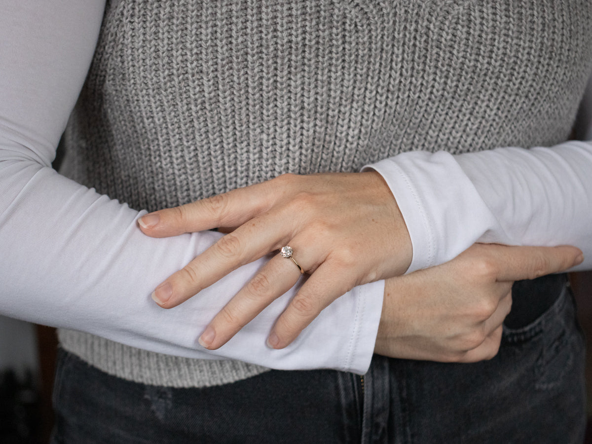 Two Tone Gold Diamond Solitaire Ring