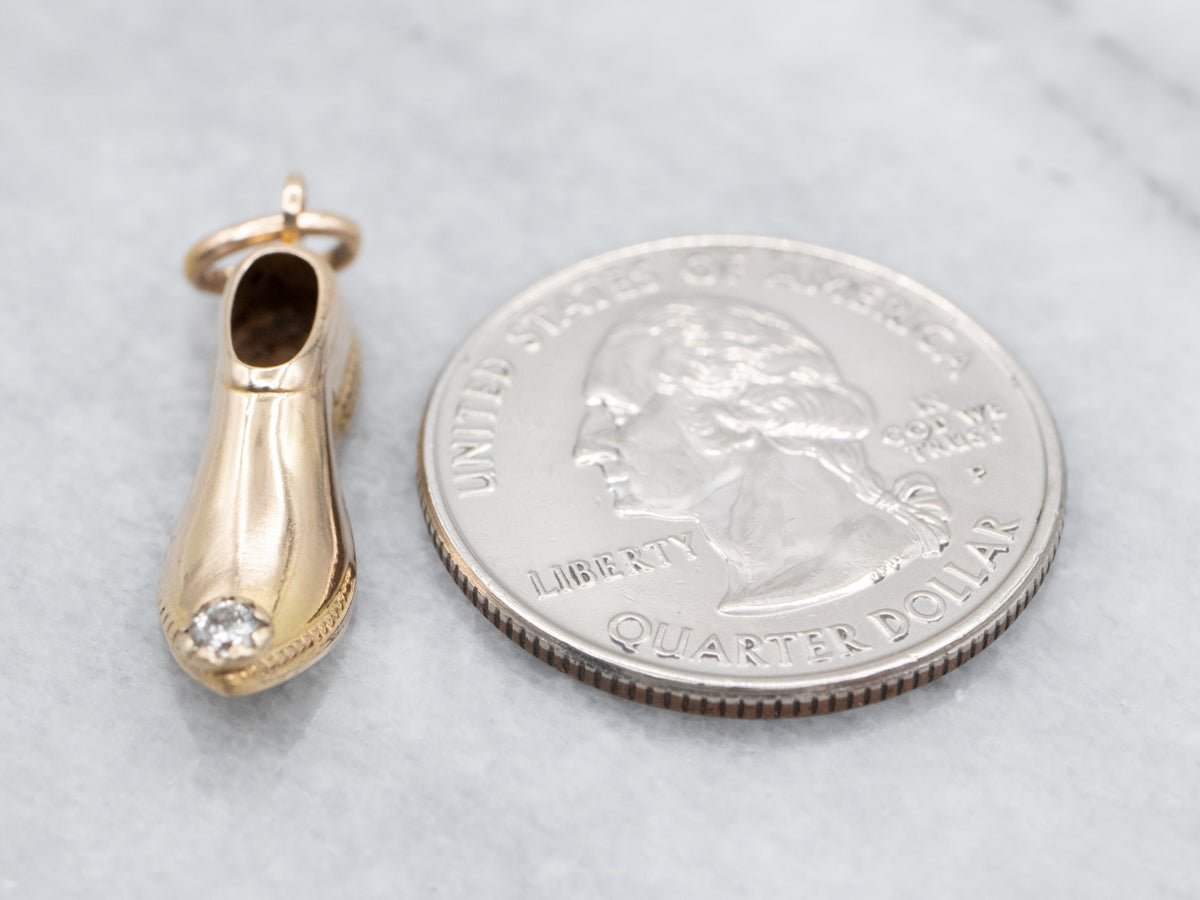 Diamond Tipped Whimsical Slipper Pendant