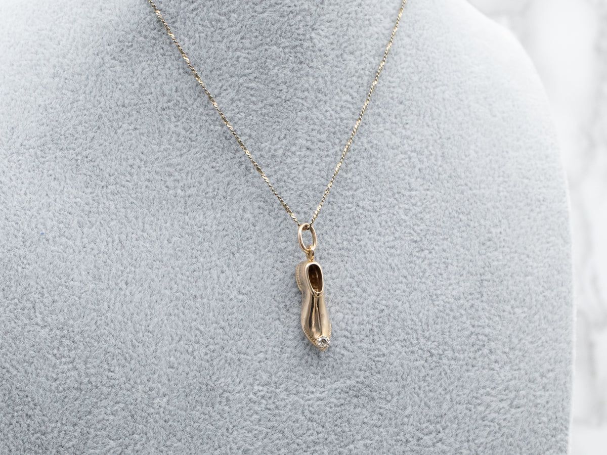 Diamond Tipped Whimsical Slipper Pendant