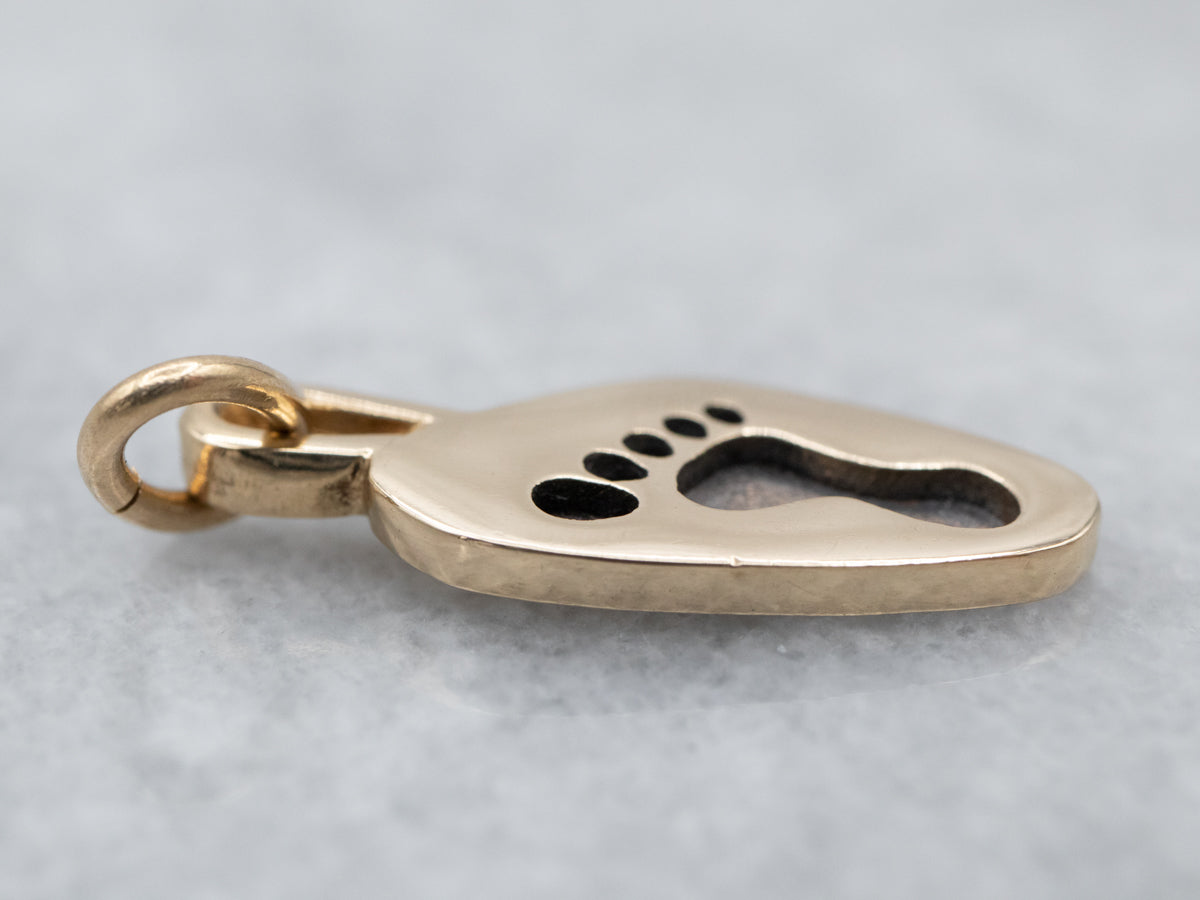 Gold Silhouette Foot Print Charm
