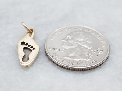 Gold Silhouette Foot Print Charm