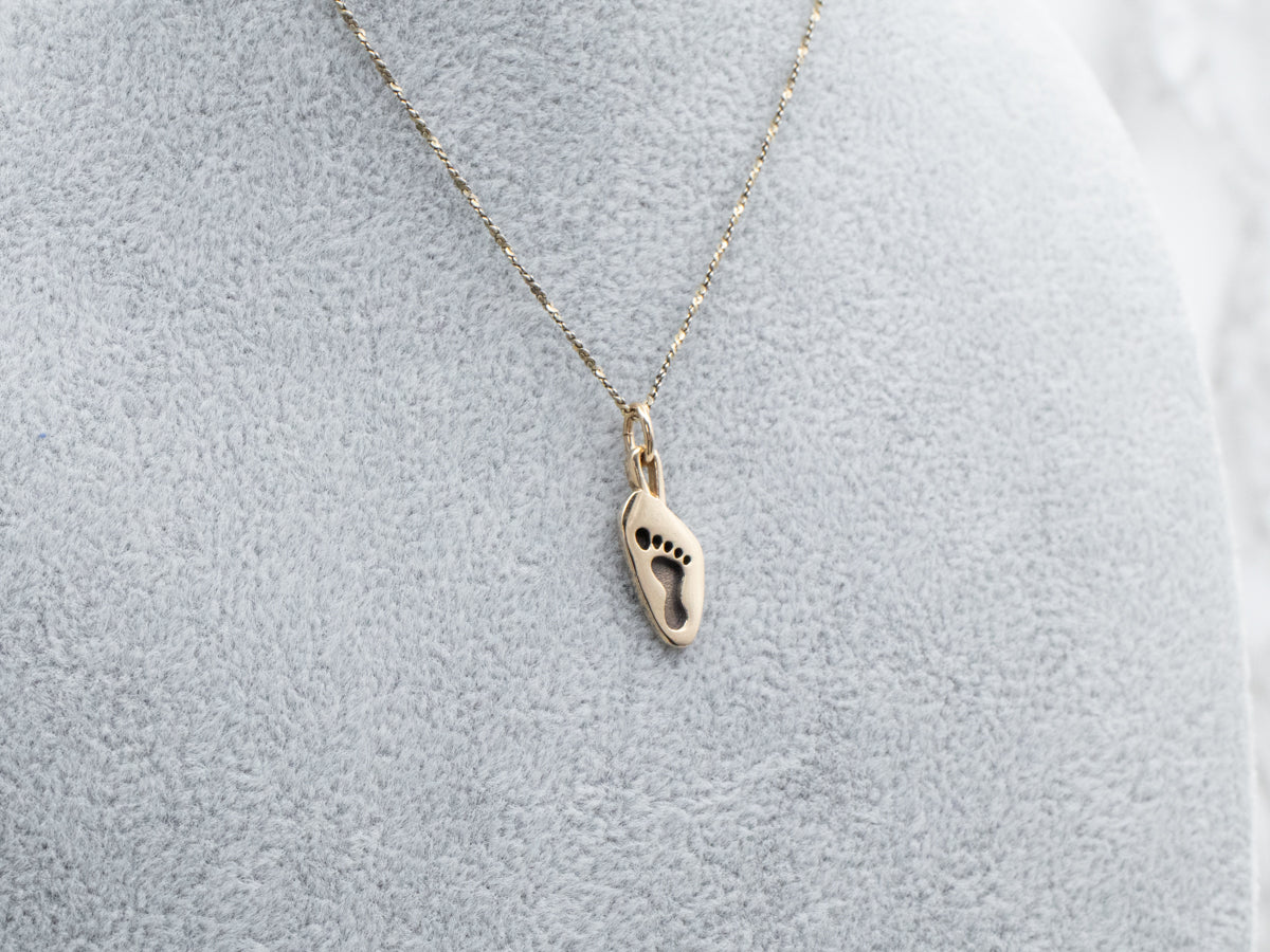 Gold Silhouette Foot Print Charm