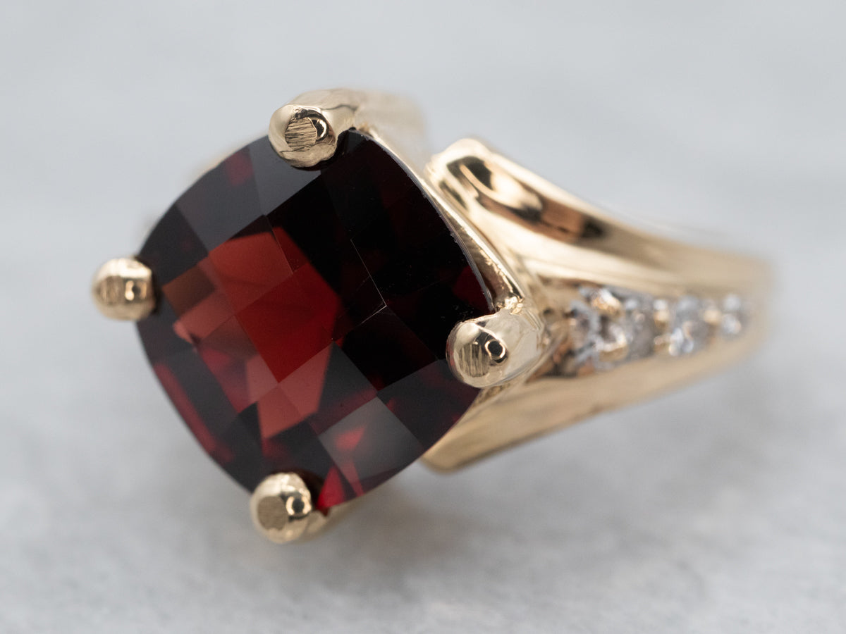 Yellow Gold Garnet and Diamond Ring
