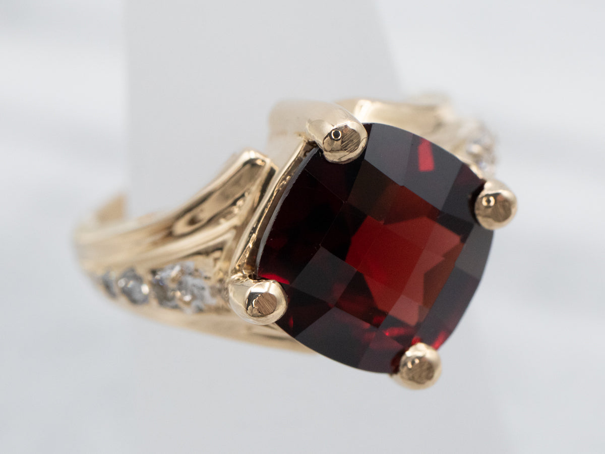 Yellow Gold Garnet and Diamond Ring