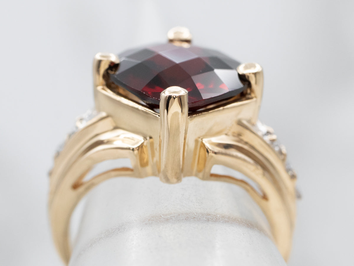 Yellow Gold Garnet and Diamond Ring