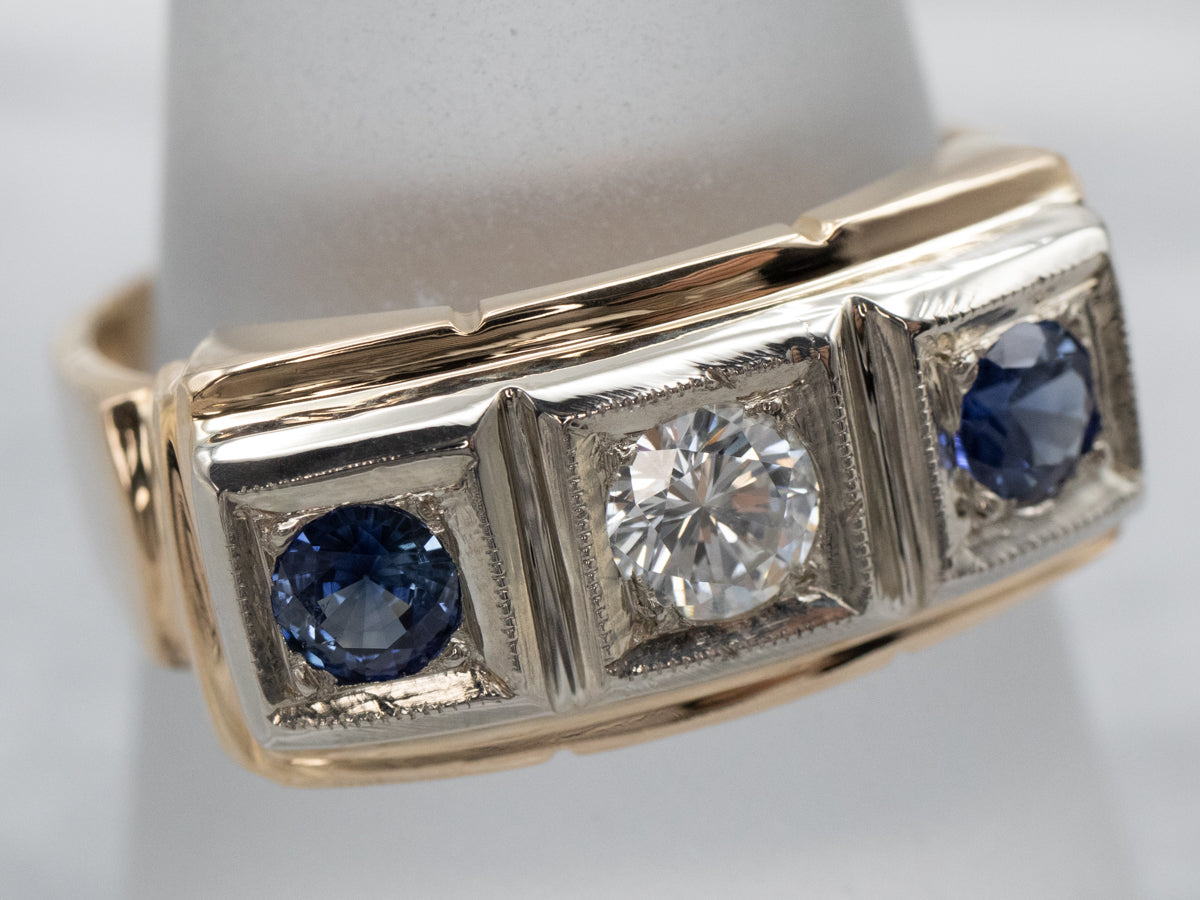 Retro Era Sapphire and Diamond Ring
