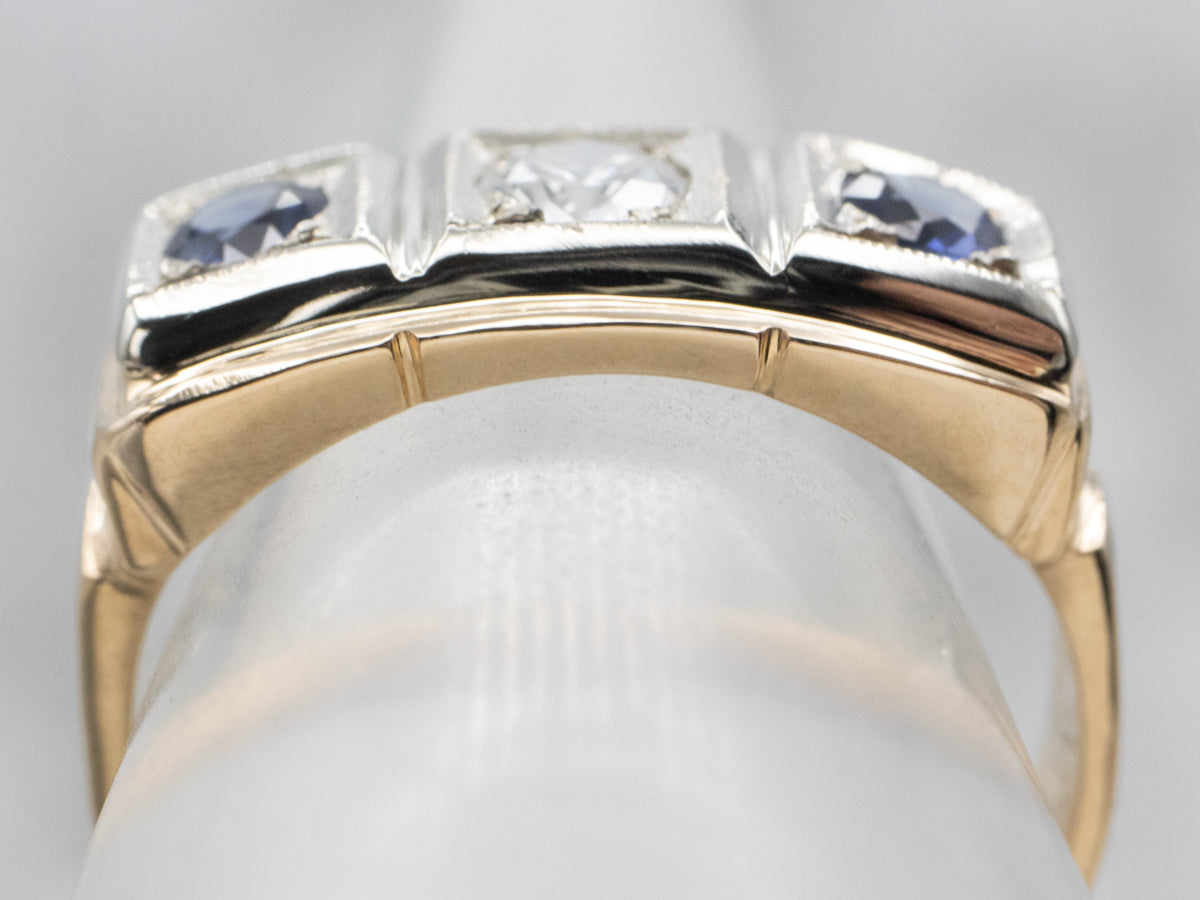 Retro Era Sapphire and Diamond Ring