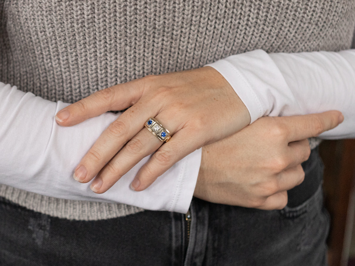 Retro Era Sapphire and Diamond Ring