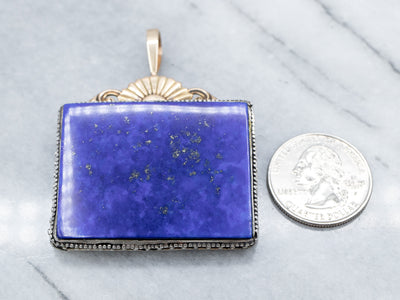 Art Nouveau Era Upcycled Lapis Lazuli Mixed Metal Pendant