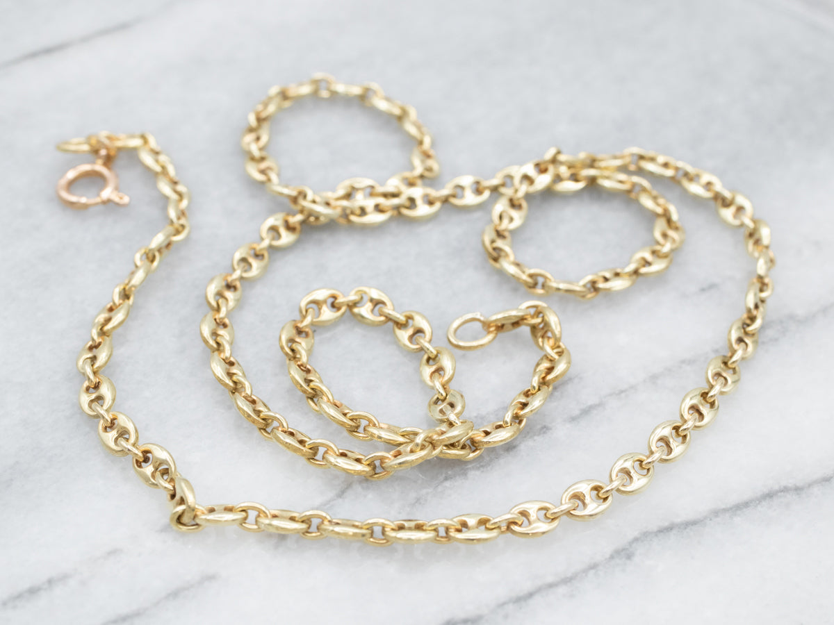 Long Two Tone Gold Mariner Chain