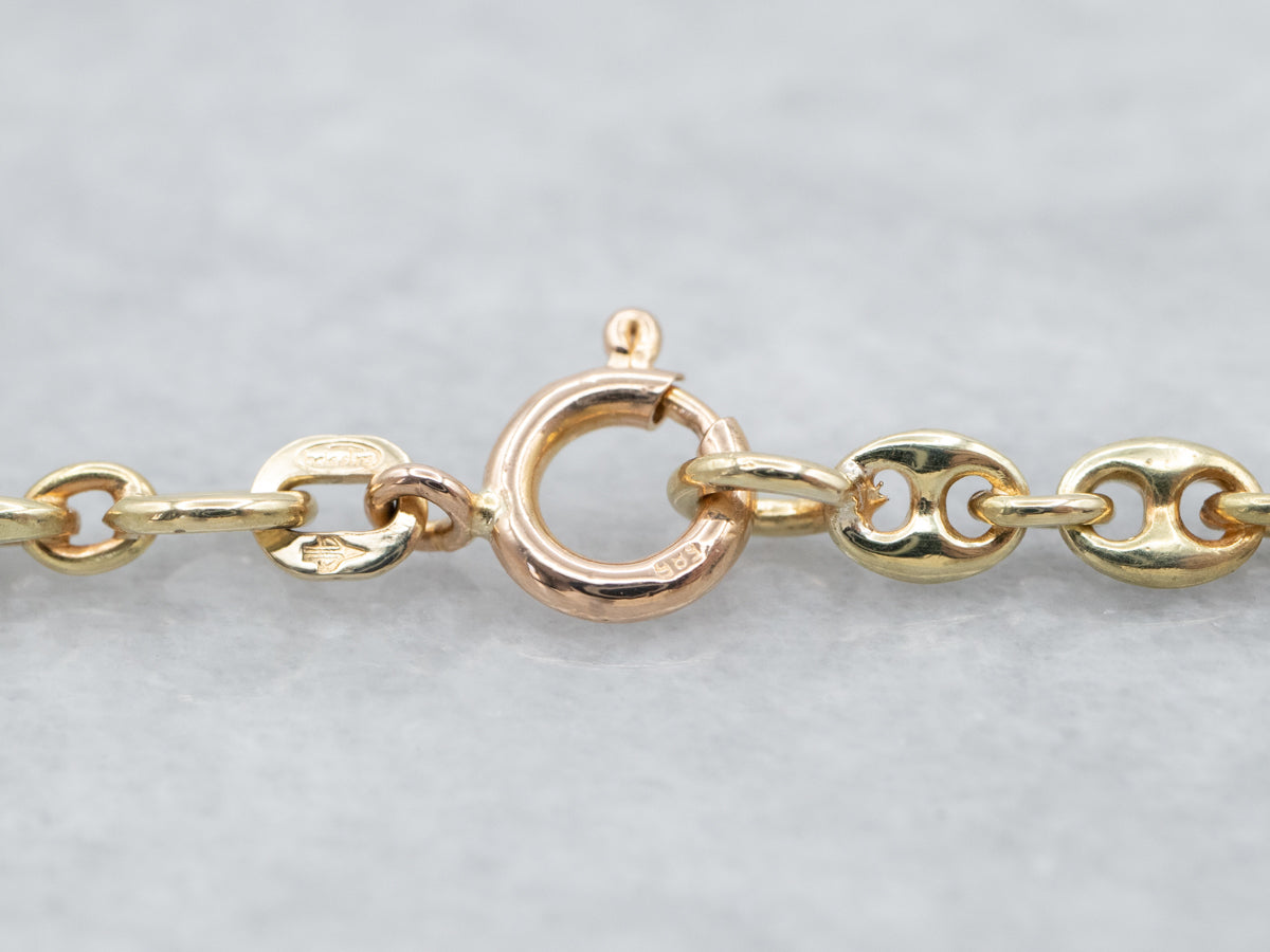 Long Two Tone Gold Mariner Chain
