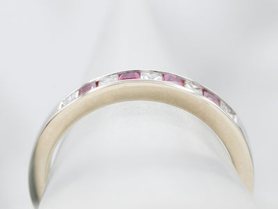 Ruby and Diamond White Gold Band