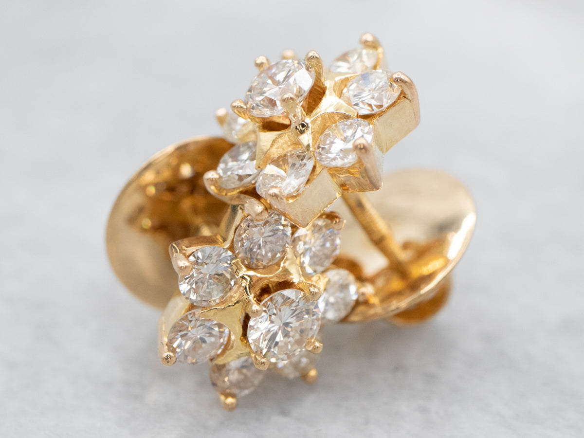 Aretes de diamantes florales