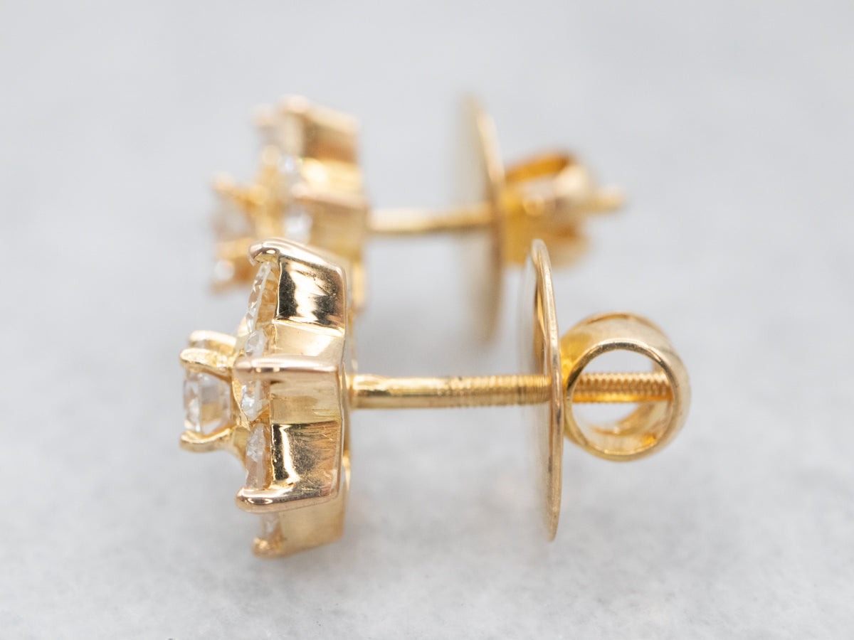 Aretes de diamantes florales