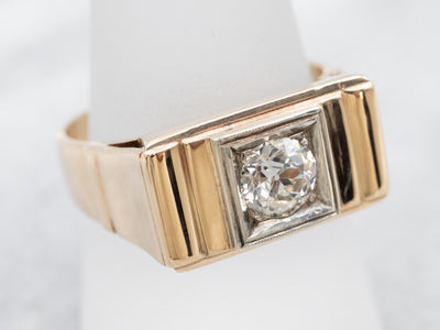 Bold European Cut Diamond Solitaire Ring