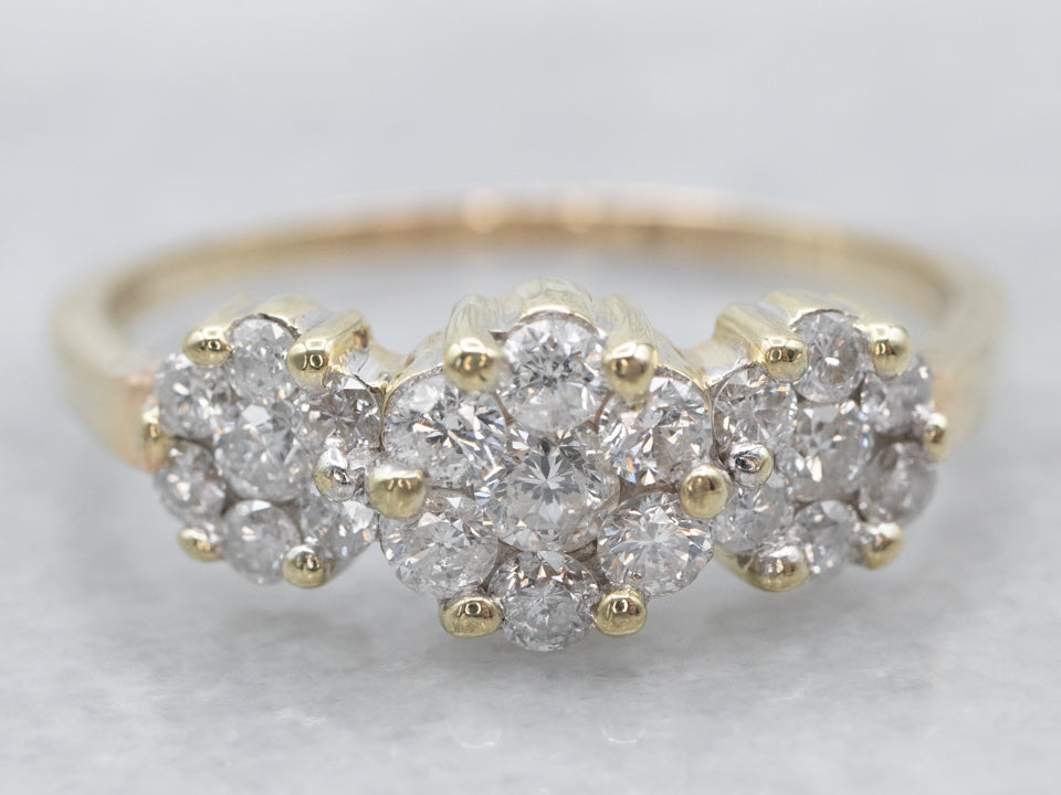 Modern Sparkling Floral Diamond Halo Engagement Ring