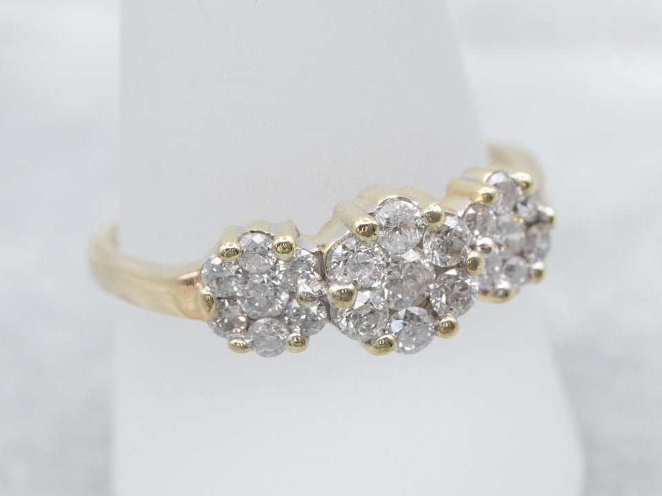 Modern Sparkling Floral Diamond Halo Engagement Ring