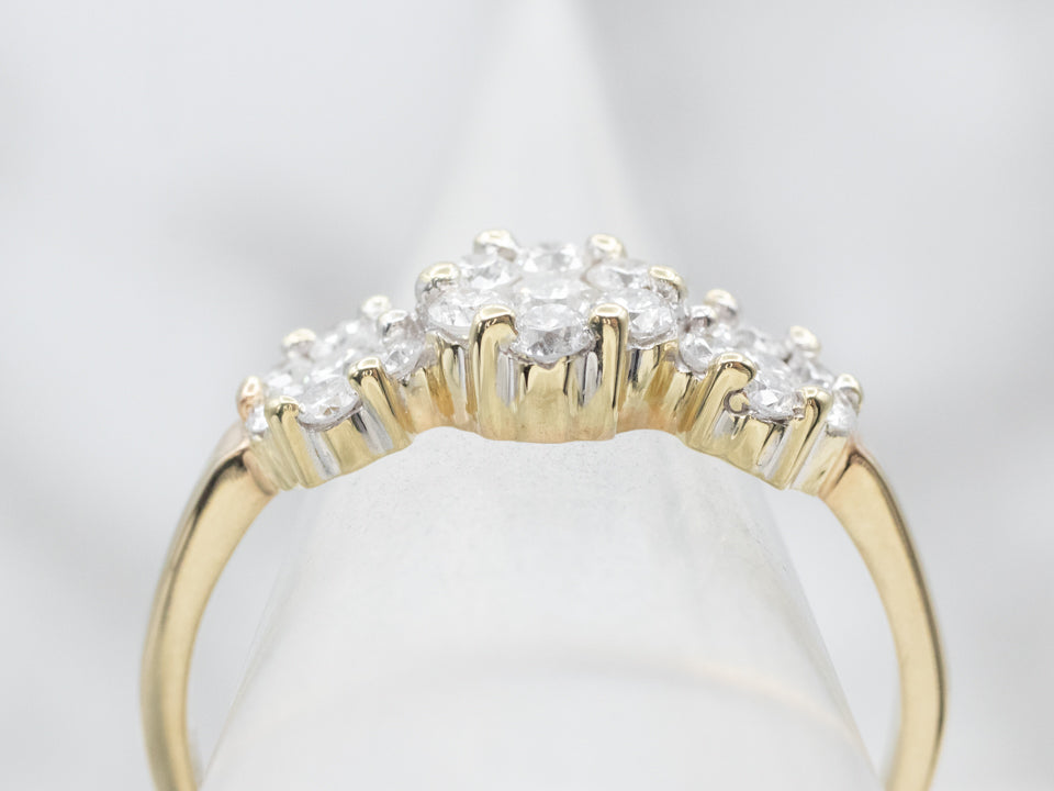 Modern Sparkling Floral Diamond Halo Engagement Ring