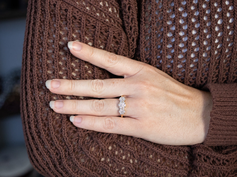 Modern Sparkling Floral Diamond Halo Engagement Ring