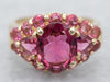 Stunning Pink Tourmaline Cluster Ring