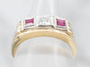 Men's Vintage Synthetic Ruby and Diamond Band