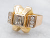 Vintage Diamond Tank Ring in Rose and Yellow Gold