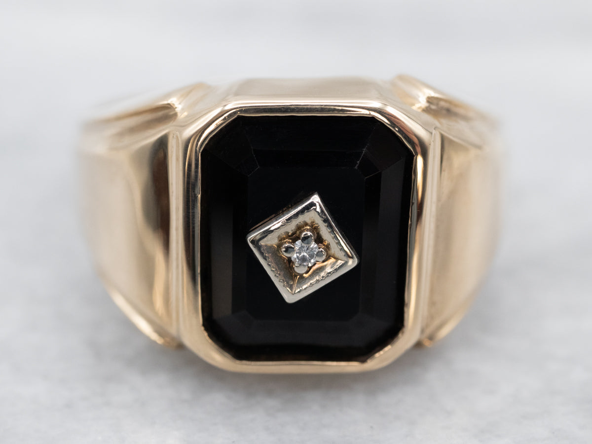 Mens black onyx and diamond ring Clearance