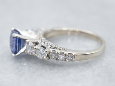 Mixed Metal Sapphire and Diamond Engagement Ring