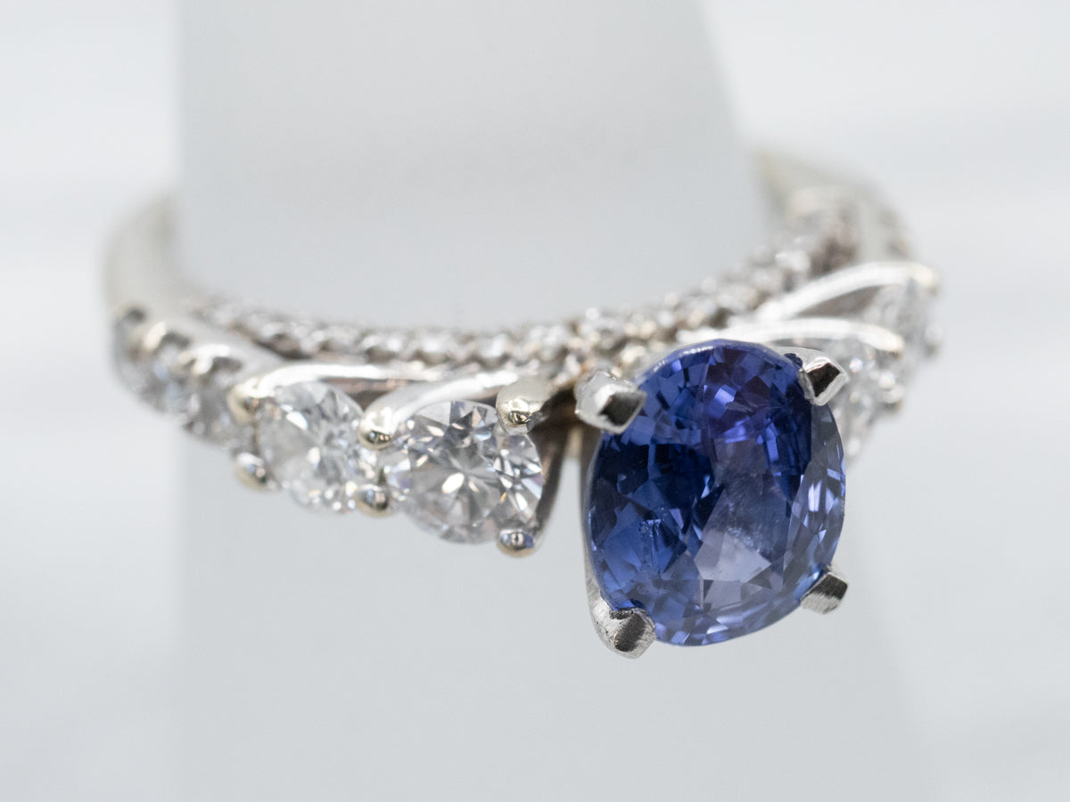 Mixed Metal Sapphire and Diamond Engagement Ring