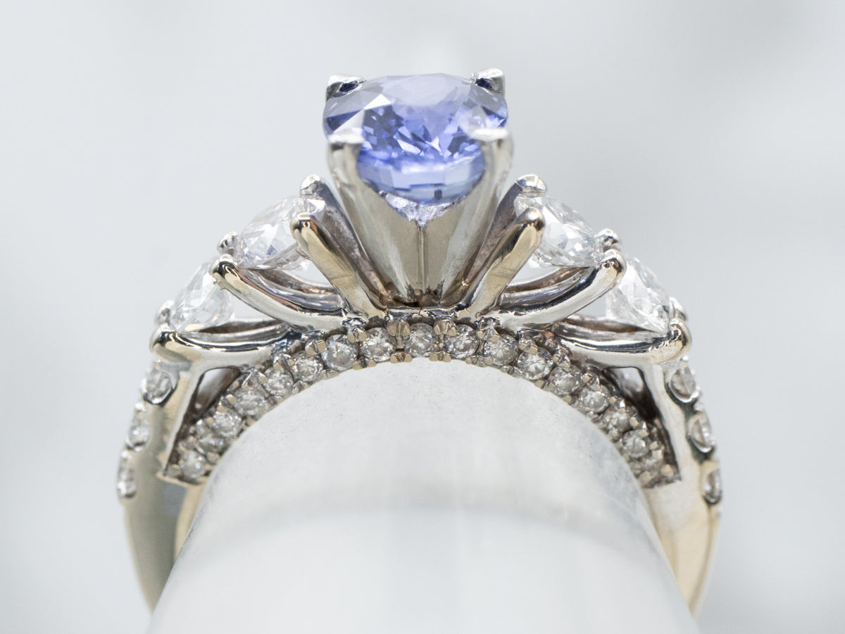 Mixed Metal Sapphire and Diamond Engagement Ring