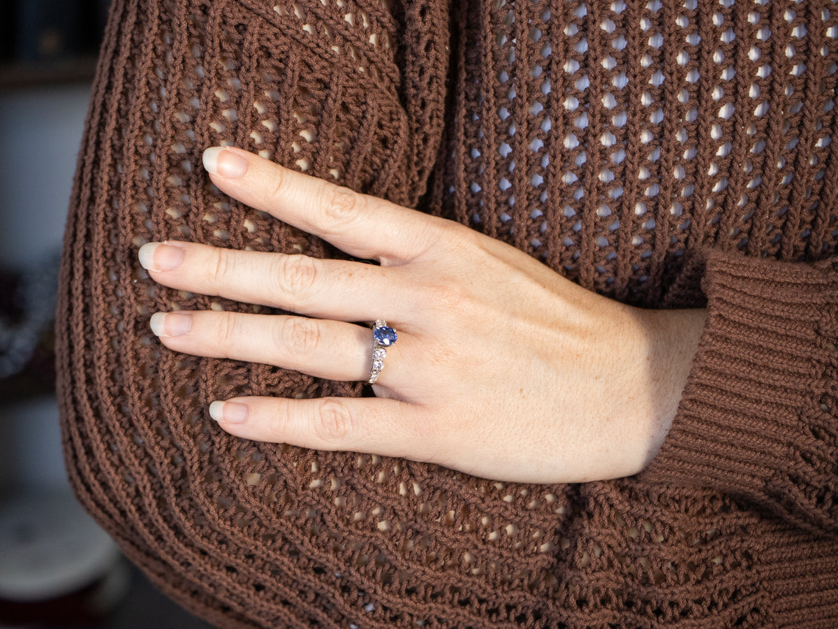 Mixed Metal Sapphire and Diamond Engagement Ring