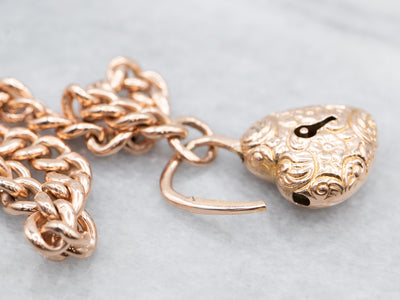 Victorian Rose Gold Padlock Chain Link Bracelet