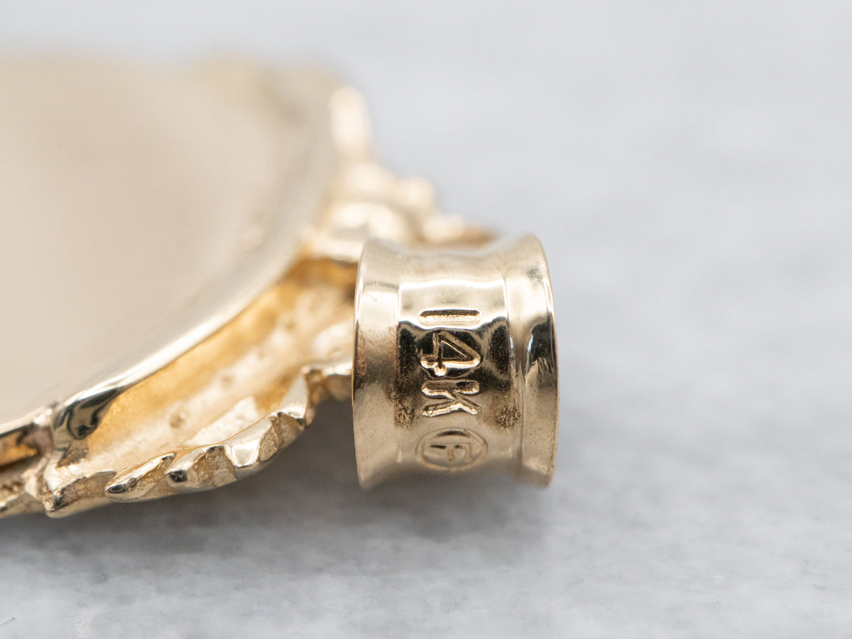 Botanical Highly Polished Gold Disc Pendant or Charm