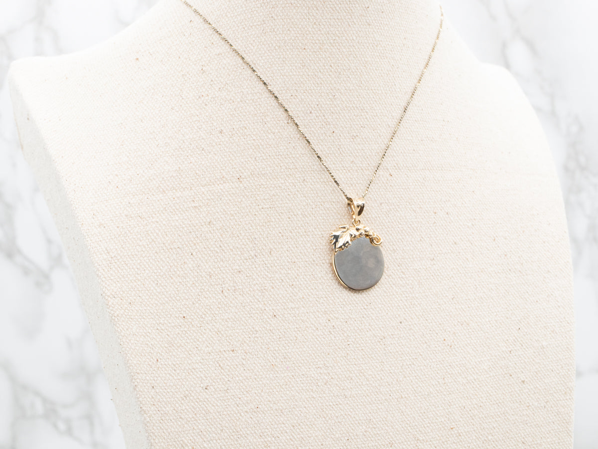 Botanical Highly Polished Gold Disc Pendant or Charm