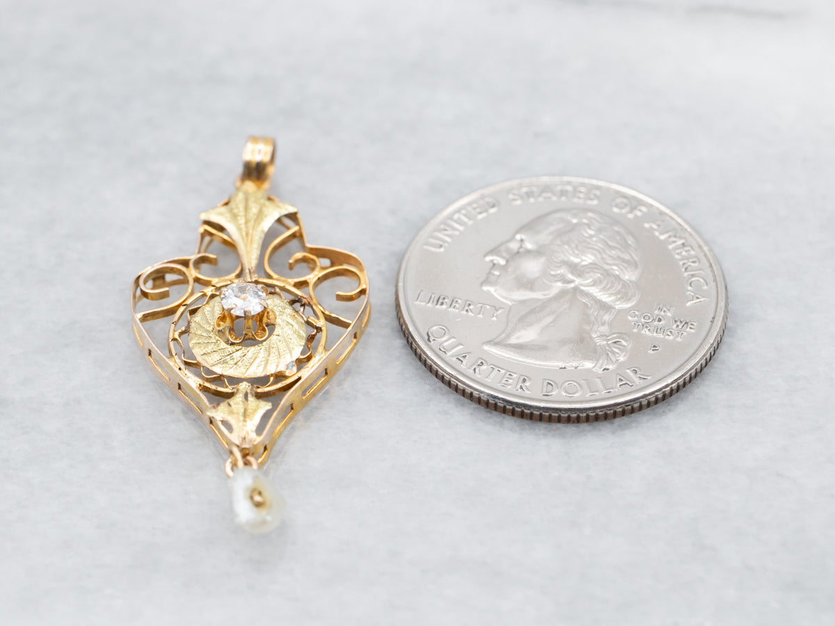 Antique Old Mine Cut Diamond Lavalier Pendant