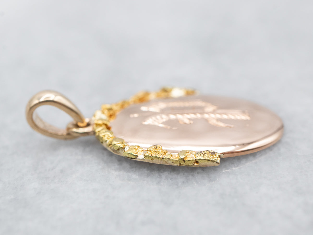 Gold Nugget Monogrammed Letter "P" Pendant