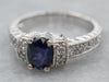Modern Purple Sapphire and Diamond Ring